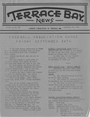 Terrace Bay News, 22 Sep 1954