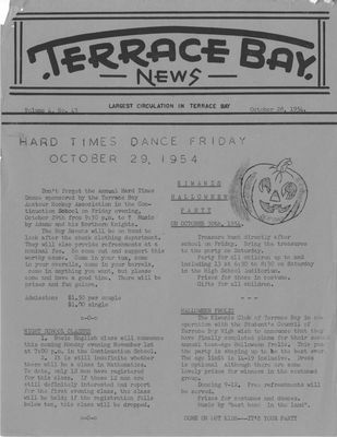 Terrace Bay News, 28 Oct 1954