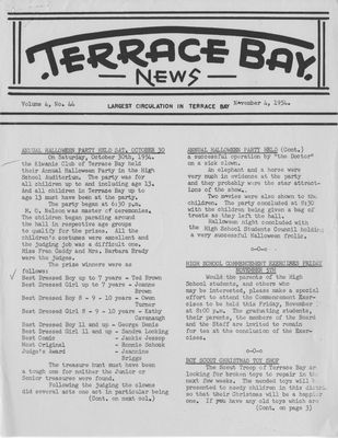 Terrace Bay News, 4 Nov 1954