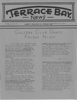 Terrace Bay News, 25 Nov 1954