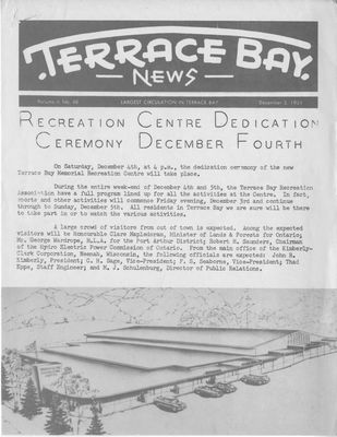 Terrace Bay News, 2 Dec 1954