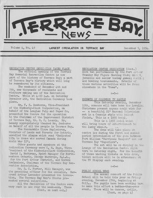 Terrace Bay News, 9 Dec 1954