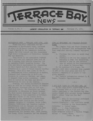 Terrace Bay News, 17 Feb 1955