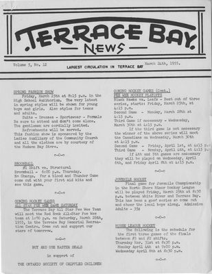 Terrace Bay News, 24 Mar 1955