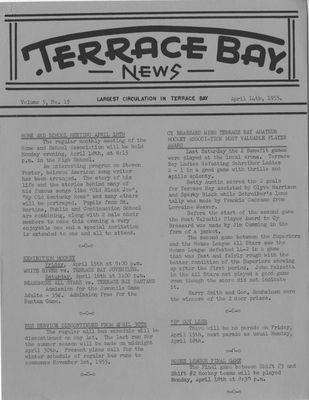 Terrace Bay News, 14 Apr 1955