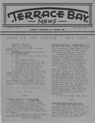 Terrace Bay News, 9 Jun 1955