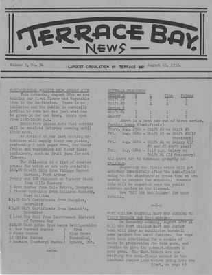 Terrace Bay News, 25 Aug 1955