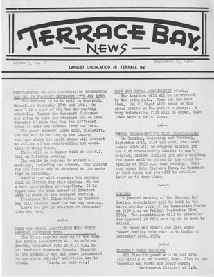 Terrace Bay News, 15 Sep 1955