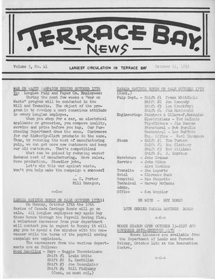 Terrace Bay News, 13 Oct 1955