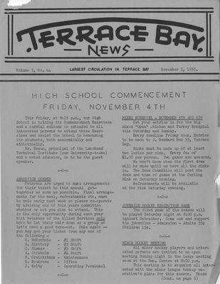 Terrace Bay News, 3 Nov 1955