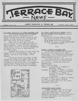 Terrace Bay News, 10 Nov 1955