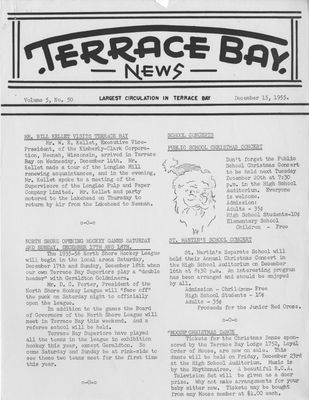 Terrace Bay News, 15 Dec 1955