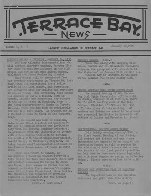 Terrace Bay News, 19 Jan 1956