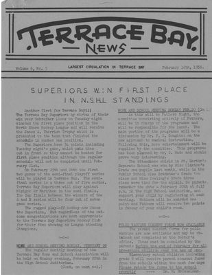 Terrace Bay News, 16 Feb 1956