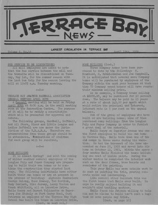 Terrace Bay News, 19 Apr 1956