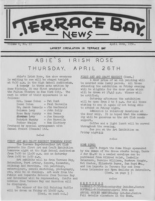 Terrace Bay News, 26 Apr 1956