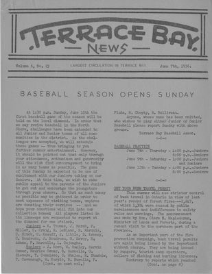 Terrace Bay News, 7 Jun 1956