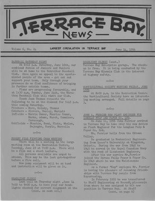 Terrace Bay News, 14 Jun 1956