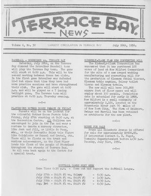 Terrace Bay News, 26 Jul 1956