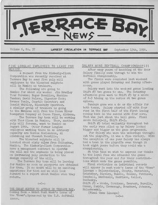 Terrace Bay News, 13 Sep 1956