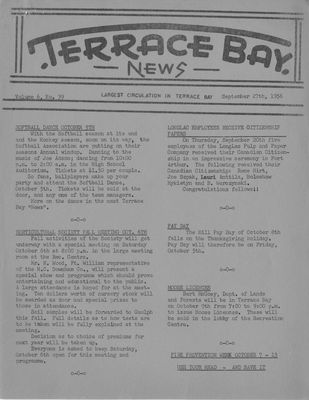 Terrace Bay News, 27 Sep 1956