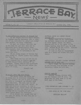 Terrace Bay News, 4 Oct 1956