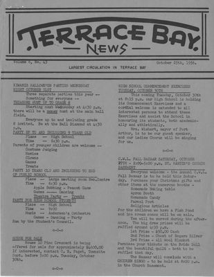 Terrace Bay News, 25 Oct 1956