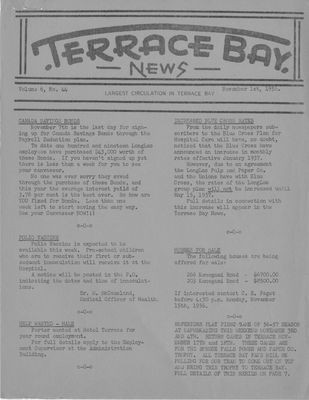 Terrace Bay News, 1 Nov 1956