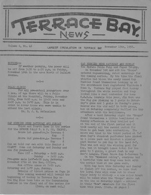 Terrace Bay News, 15 Nov 1956