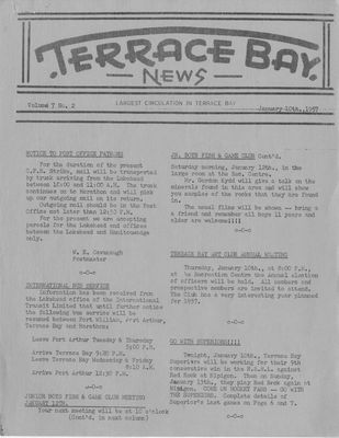 Terrace Bay News, 10 Jan 1957