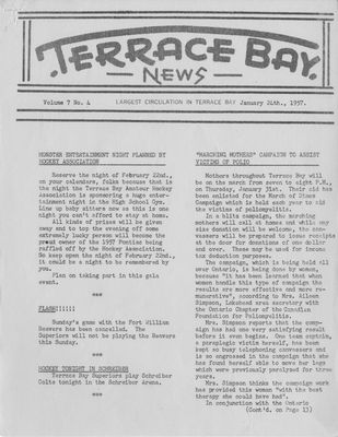 Terrace Bay News, 24 Jan 1957