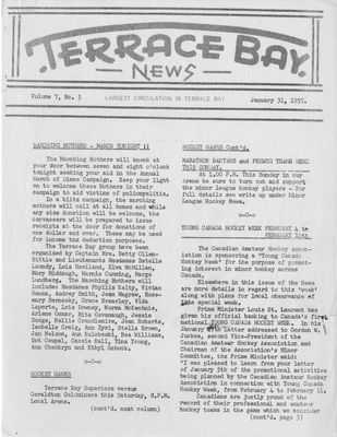 Terrace Bay News, 31 Jan 1957