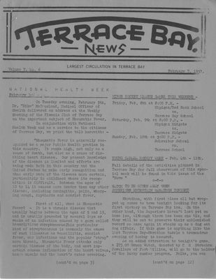 Terrace Bay News, 7 Feb 1957