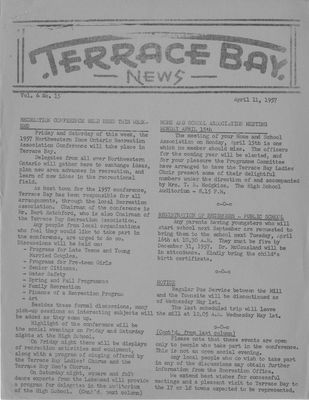 Terrace Bay News, 11 Apr 1957