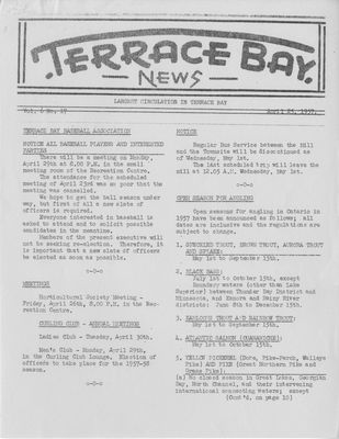 Terrace Bay News, 25 Apr 1957