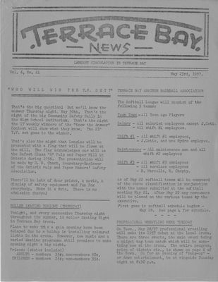 Terrace Bay News, 23 May 1957