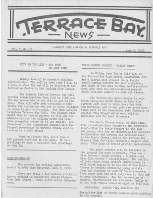 Terrace Bay News, 6 Jun 1957