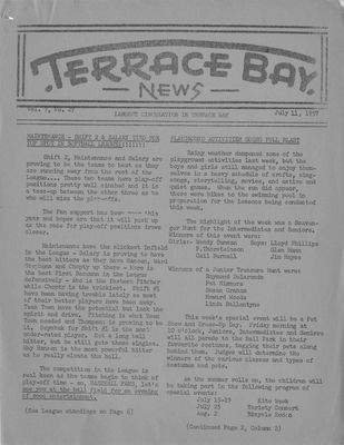 Terrace Bay News, 11 Jul 1957