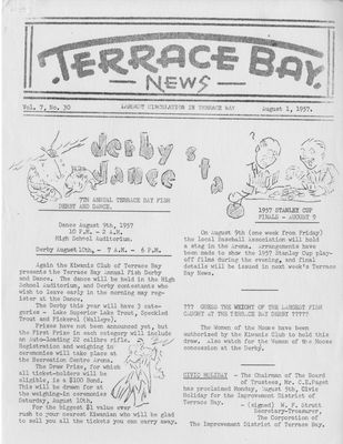 Terrace Bay News, 1 Aug 1957