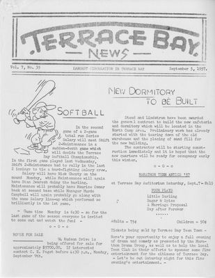 Terrace Bay News, 5 Sep 1957