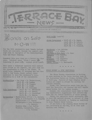 Terrace Bay News, 17 Oct 1957