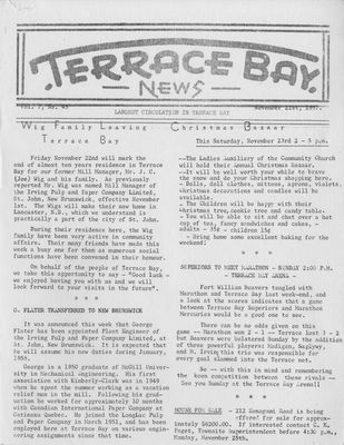 Terrace Bay News, 21 Nov 1957