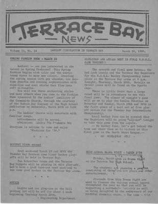 Terrace Bay News, 20 Mar 1958