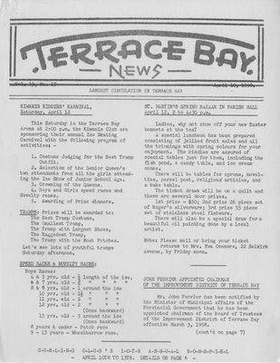 Terrace Bay News, 10 Apr 1958