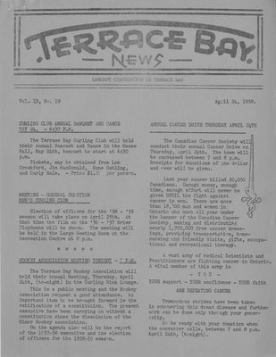 Terrace Bay News, 24 Apr 1958