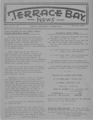 Terrace Bay News, 26 Jun 1958