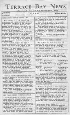 Terrace Bay News, 10 Nov 1960