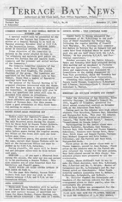 Terrace Bay News, 17 Nov 1960