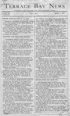 Terrace Bay News, 5 Jan 1961