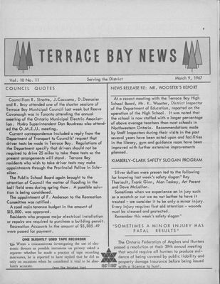 Terrace Bay News, 9 Mar 1967